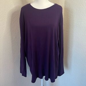 Lane Bryant Deep Purple Long Sleeve Round Neck T-Shirt ~ Size 18 / 20